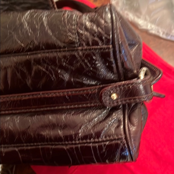 Carolina Herrera chocolate Brown Leather Bag monogram purse tote - Picture 9 of 10